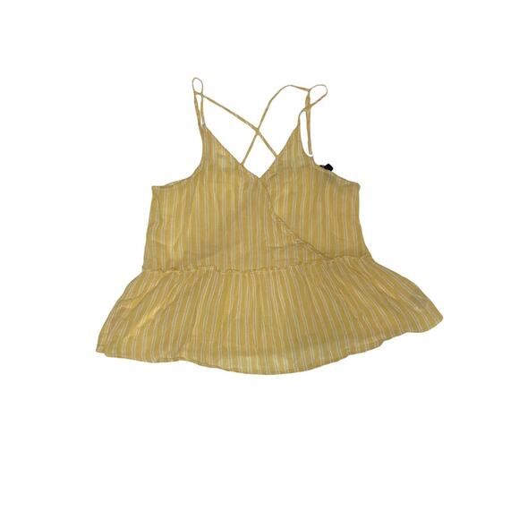 American Eagle Yellow White Stripe Peplum Cami Size L Large - Picture 1 of 7